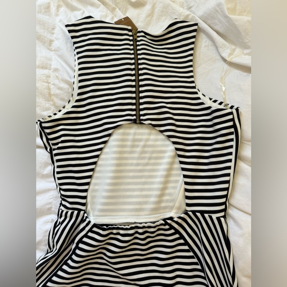 NWT Francesca’s B&W Striped Shift Dress, Size Large - Picture 5 of 11